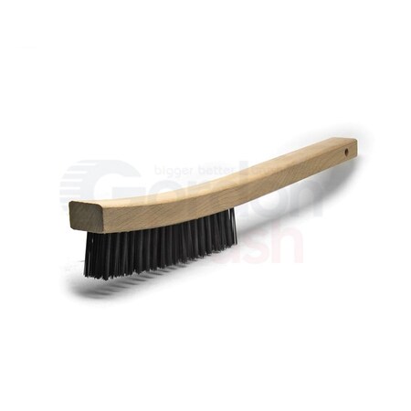 Gordon Brush 4x19 Row 0.013 CS Wire, 13-3/4 Curved Wood Handle Scratch Brush, PK12 414CSG